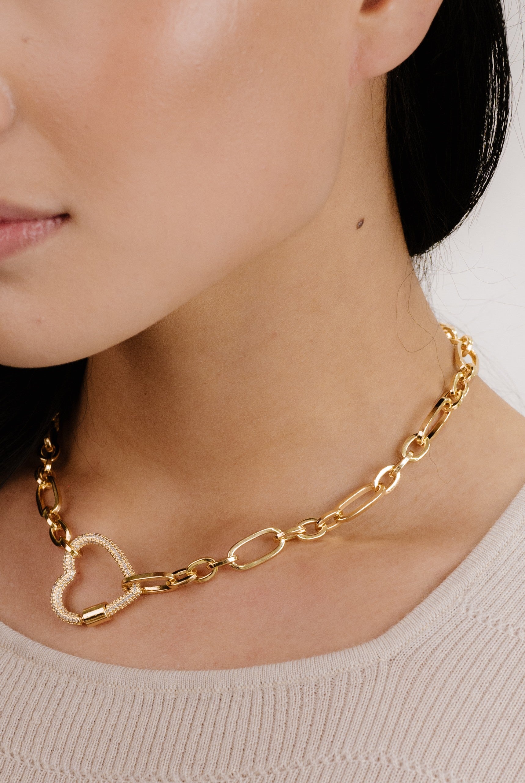 Open Heart Lock Necklace