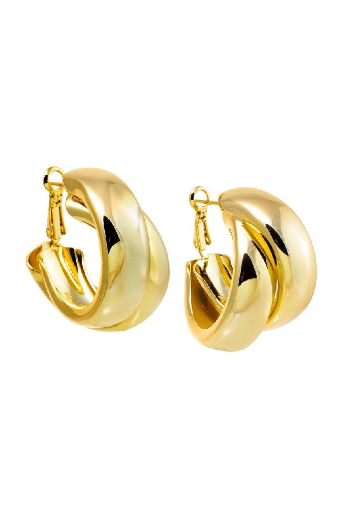 Solid Double Wide Intertwined Hoop