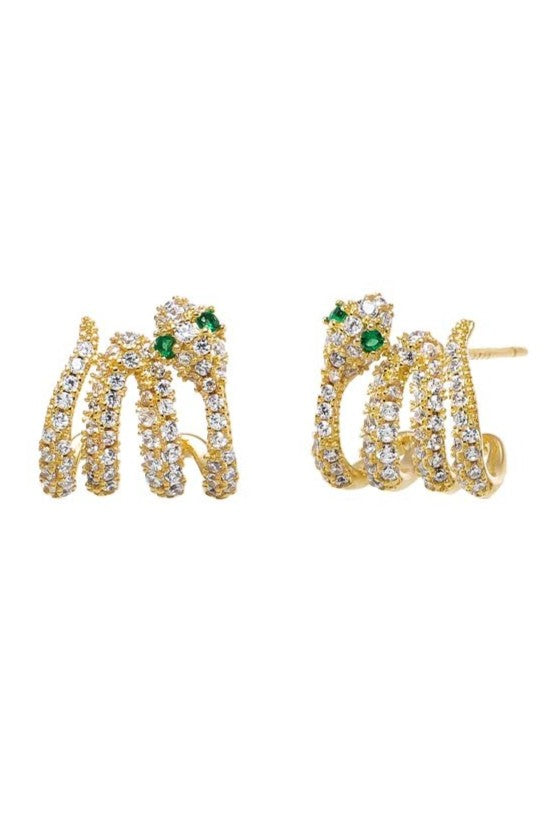 Pave Colored Eyes Snake Cage Stud