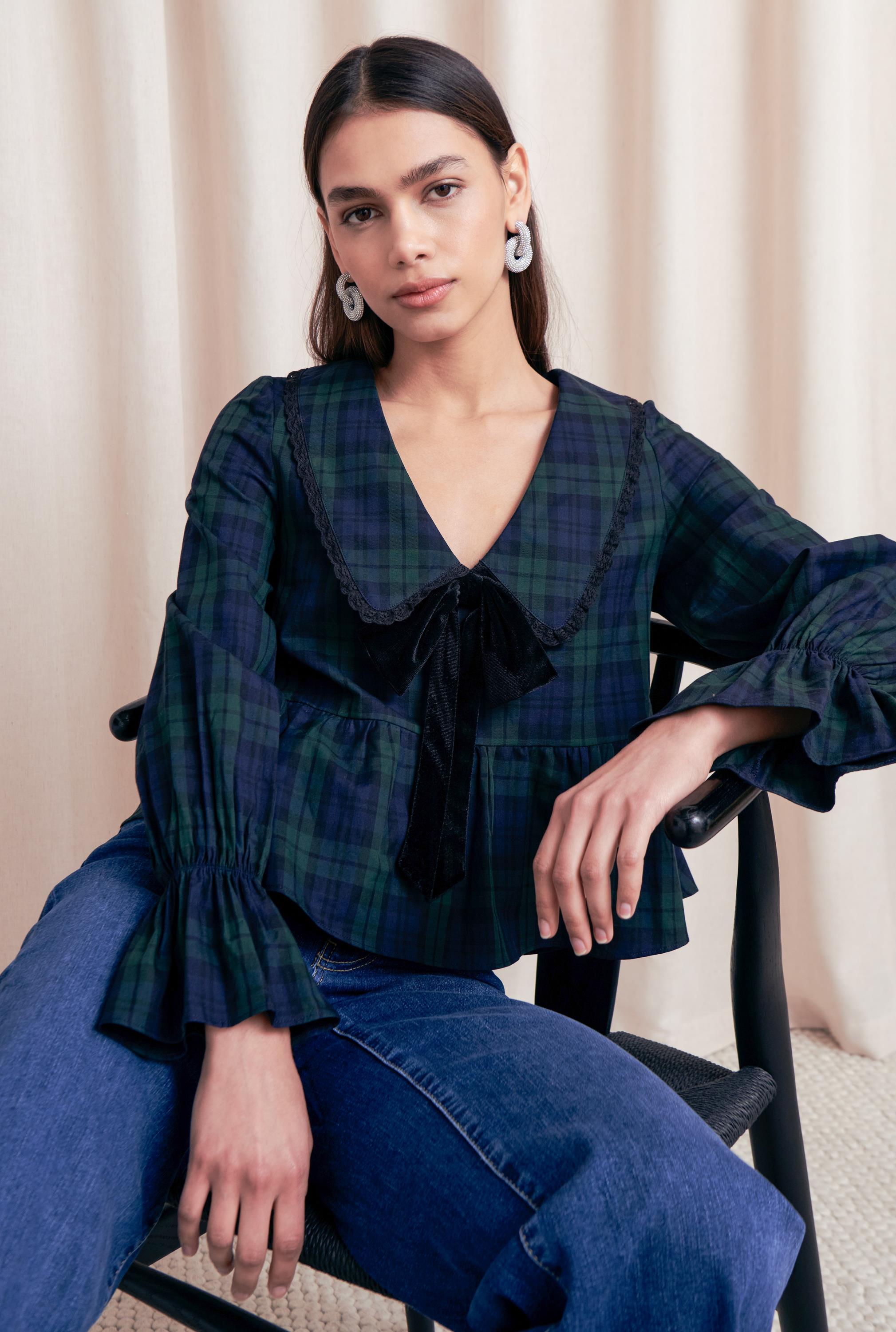 Yule Holiday Plaid Top