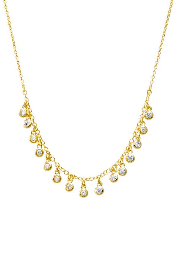 CZ Multi Bezel Dangling Charm Necklace