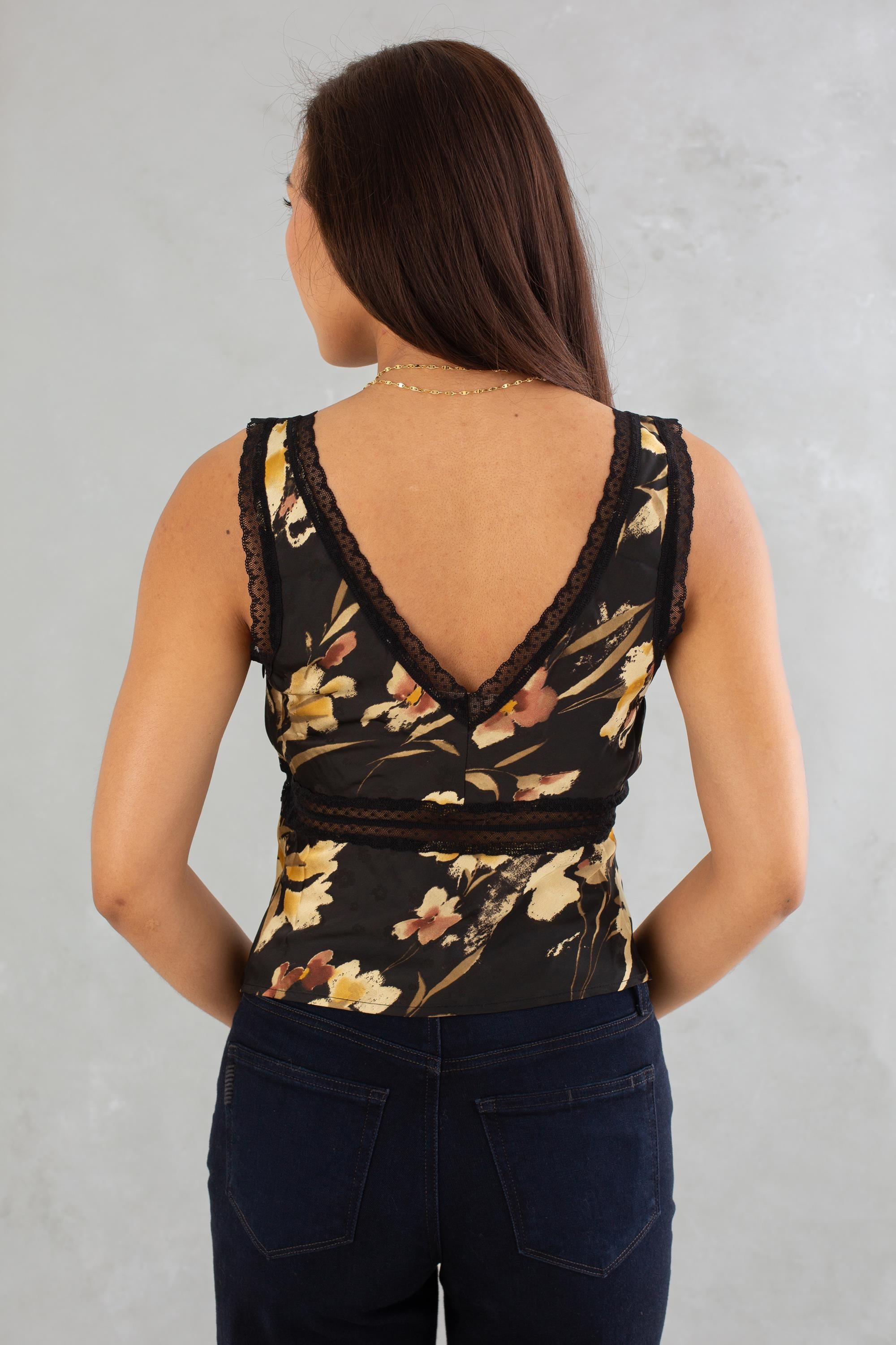 Satin And Lace Floral Tank