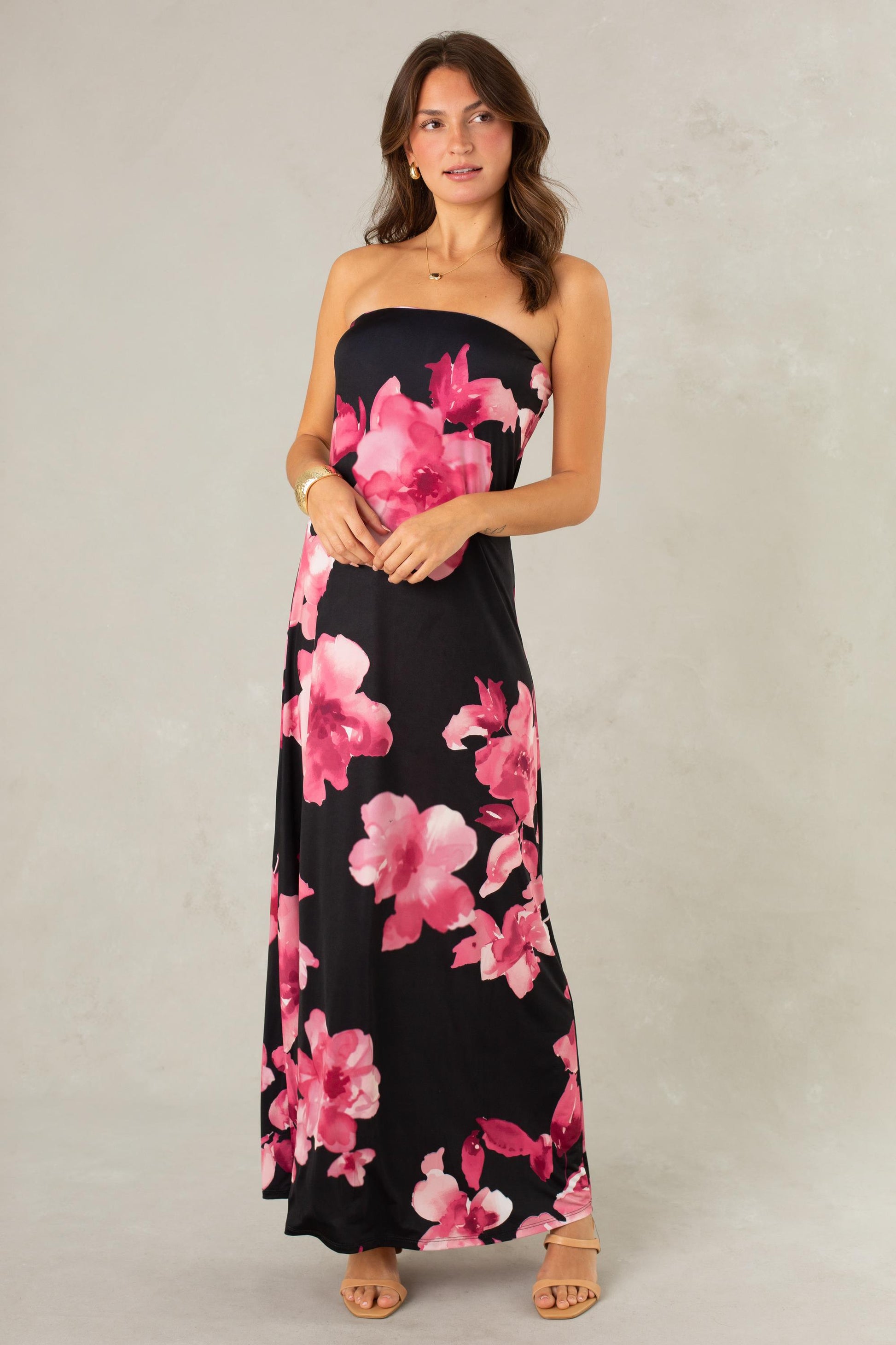 Flora Tube Maxi Dress - Black Multi / S Flora Tube Maxi Dress - Black Multi / S