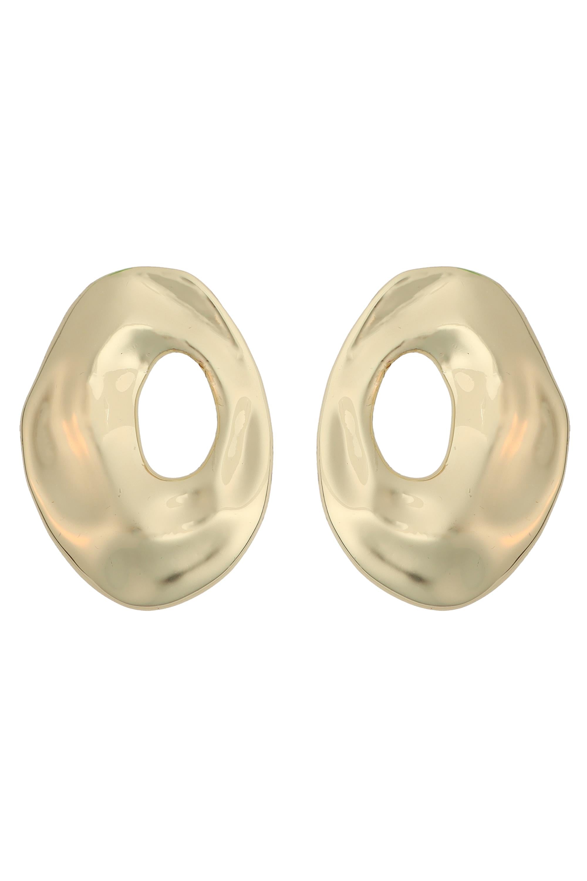 Gold Hammered Front Face Post Earrings