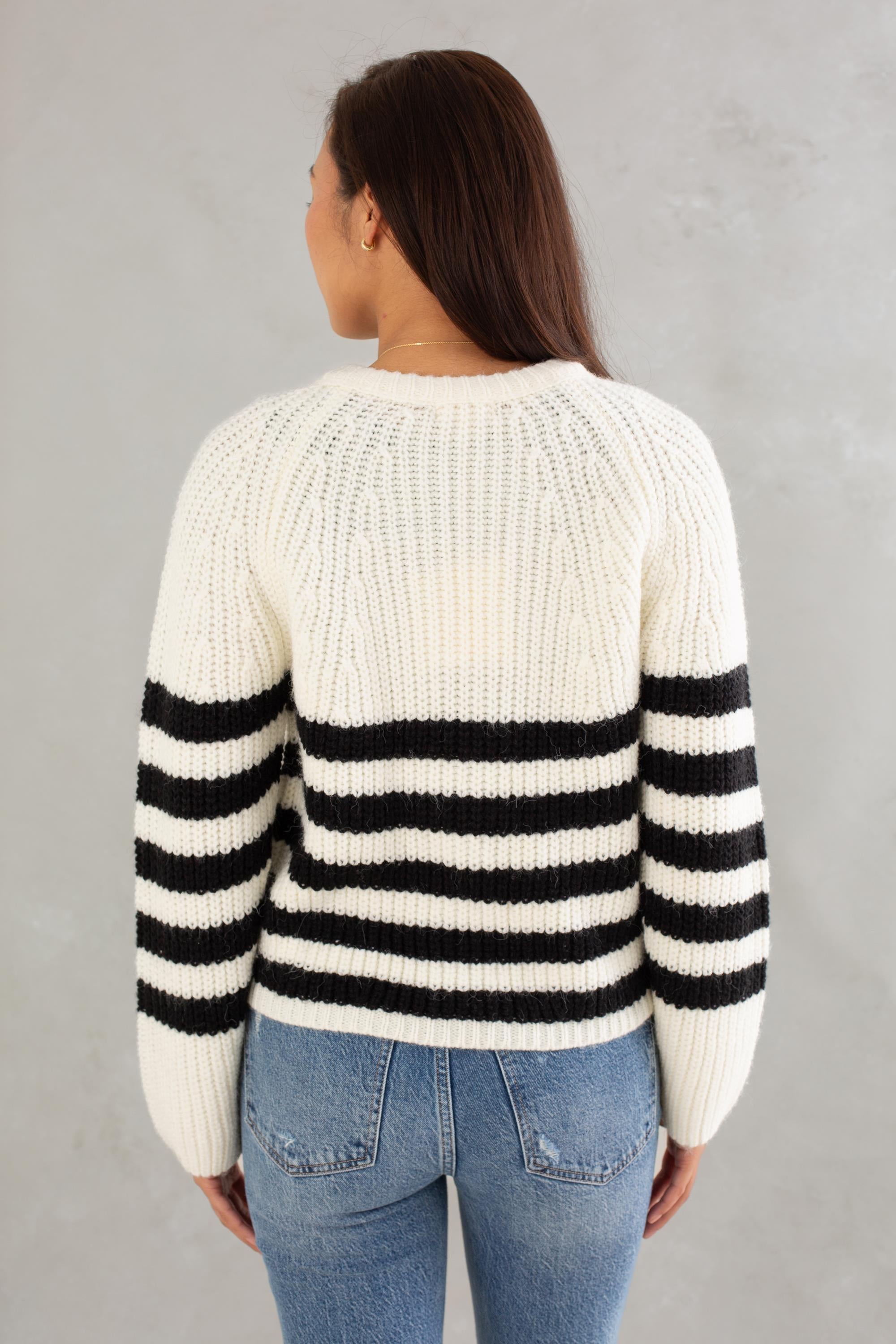 Stripe V-Neck Cardigan
