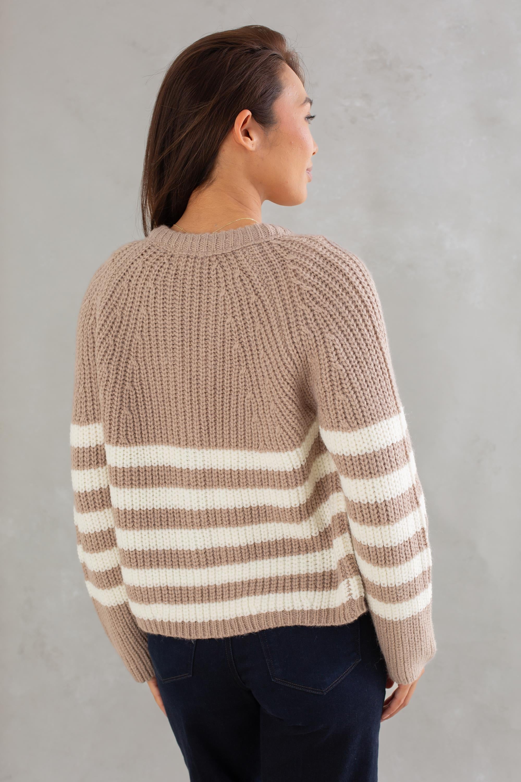 Stripe V-Neck Cardigan