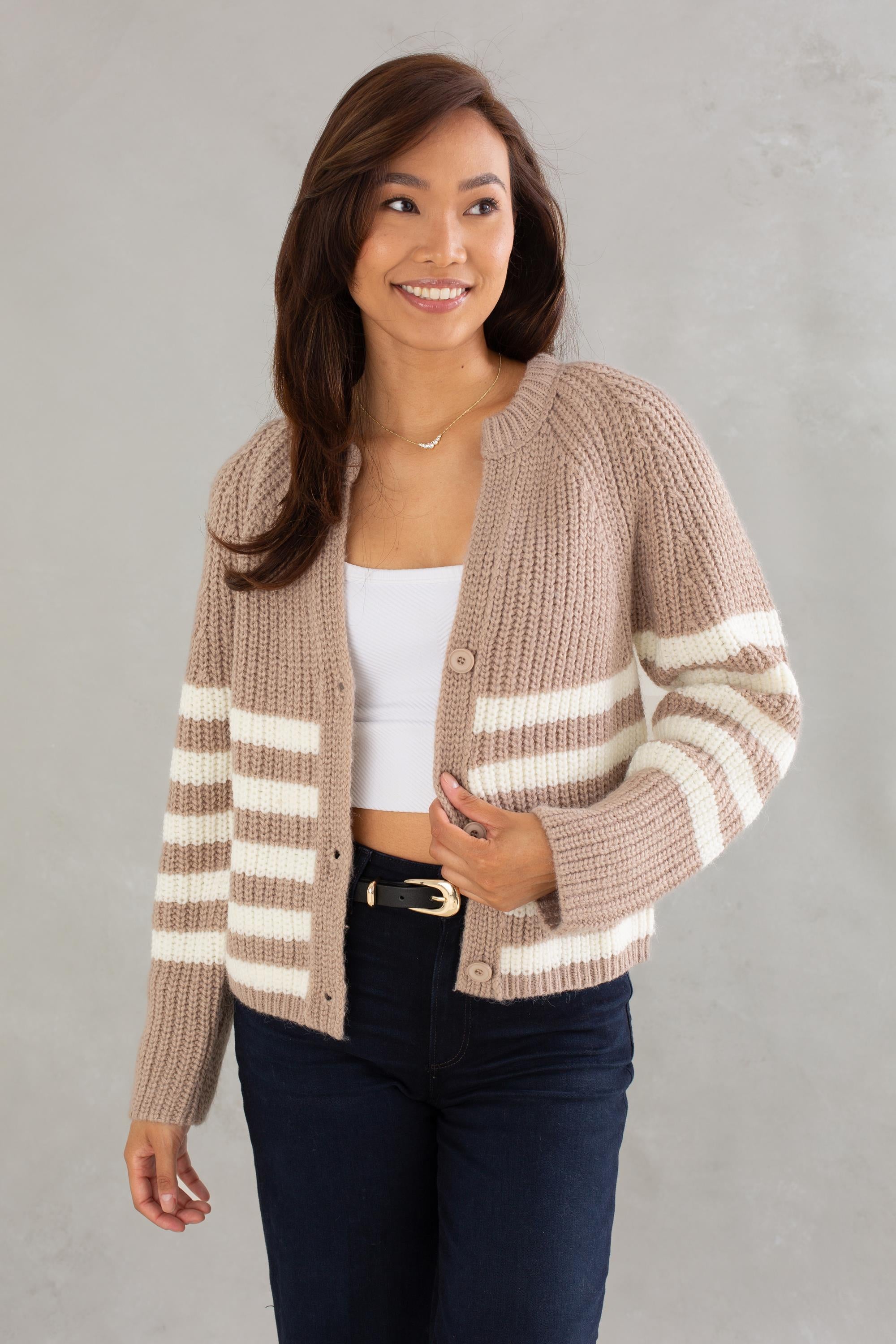 Stripe V-Neck Cardigan