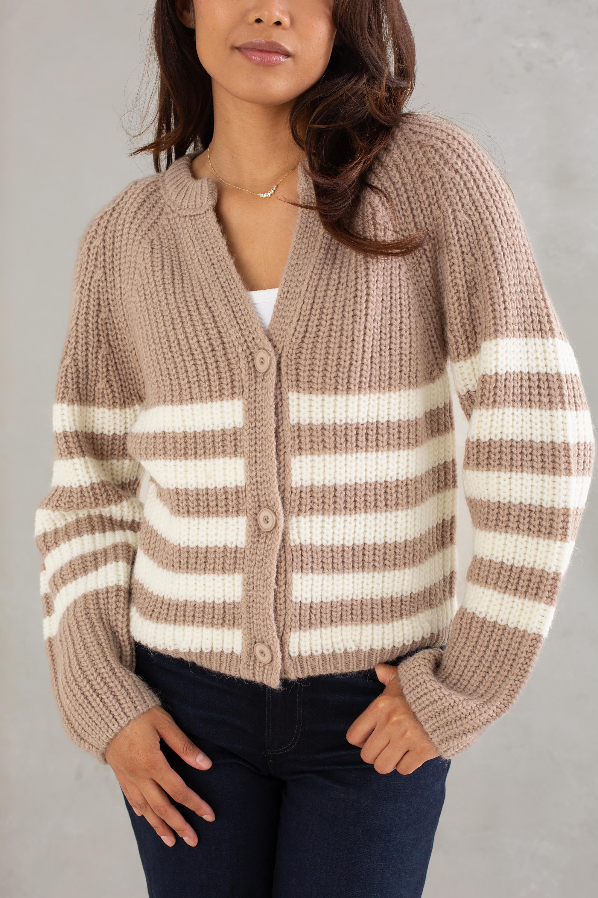 Stripe V-Neck Cardigan