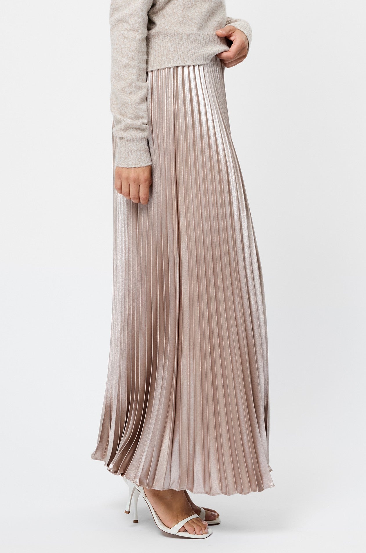 Marielle Metallic Satin Maxi Skirt