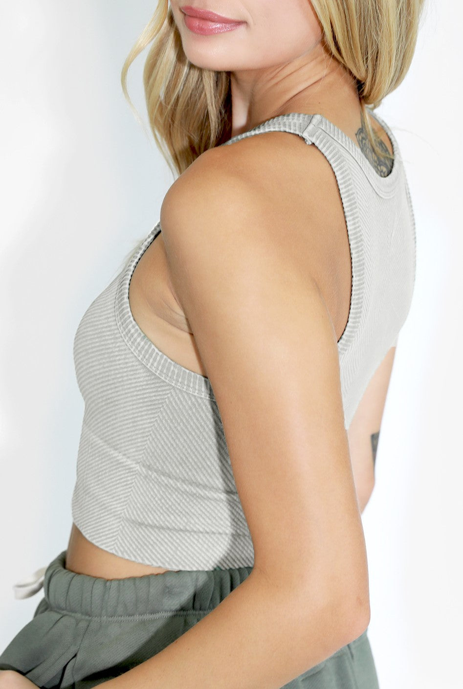 Vintage Chevron Hi Neck Crop Top