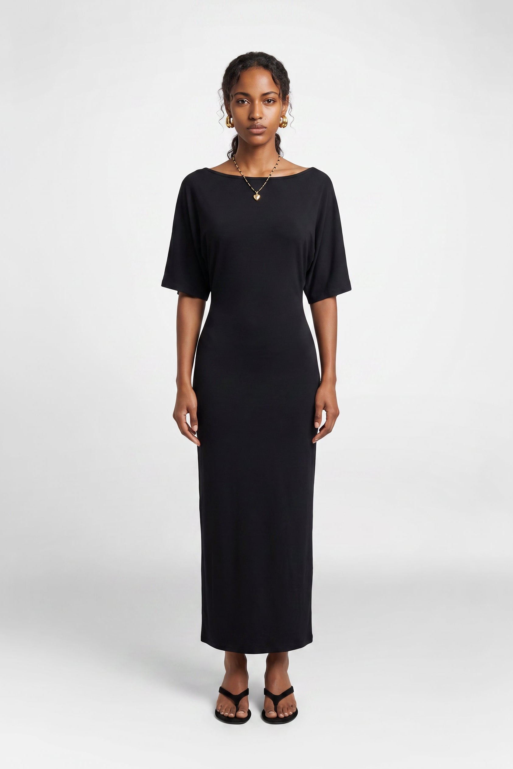 Emmaline Draped Flutter Sleeve Midi Dress