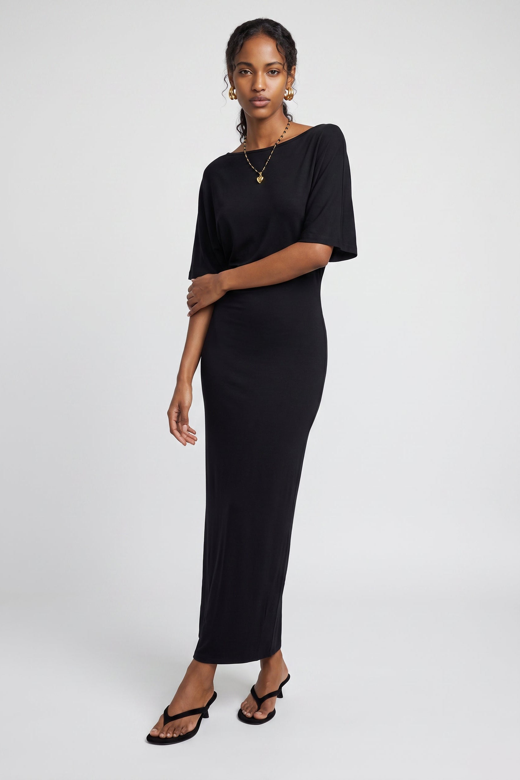 Emmaline Draped Flutter Sleeve Midi Dress